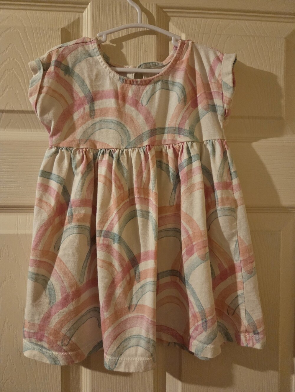 Tea Collection Pastel Rainbow Cotton Dress - Cream, Pink, Blue